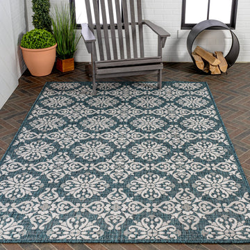 Amora Traditional Mediterranean Tile Design Indoor/Outdoor Area Rug